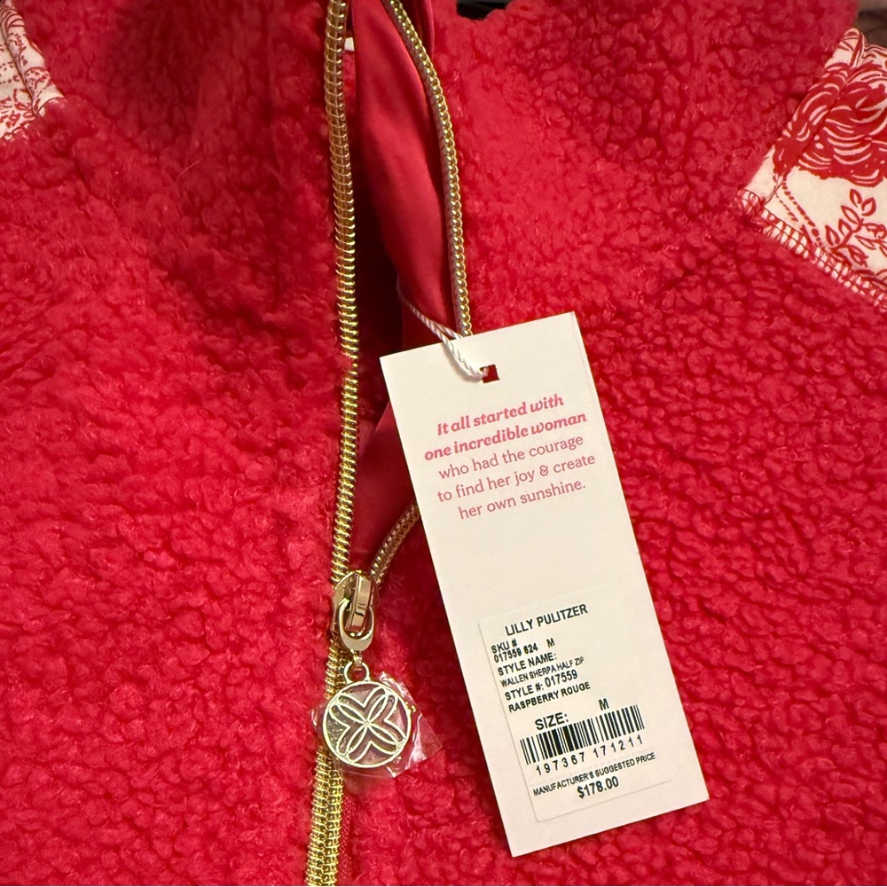 Lilly Pulitzer Raspberry Fleece Quarter-Zip Pullover NWT - Picture 9 of 12